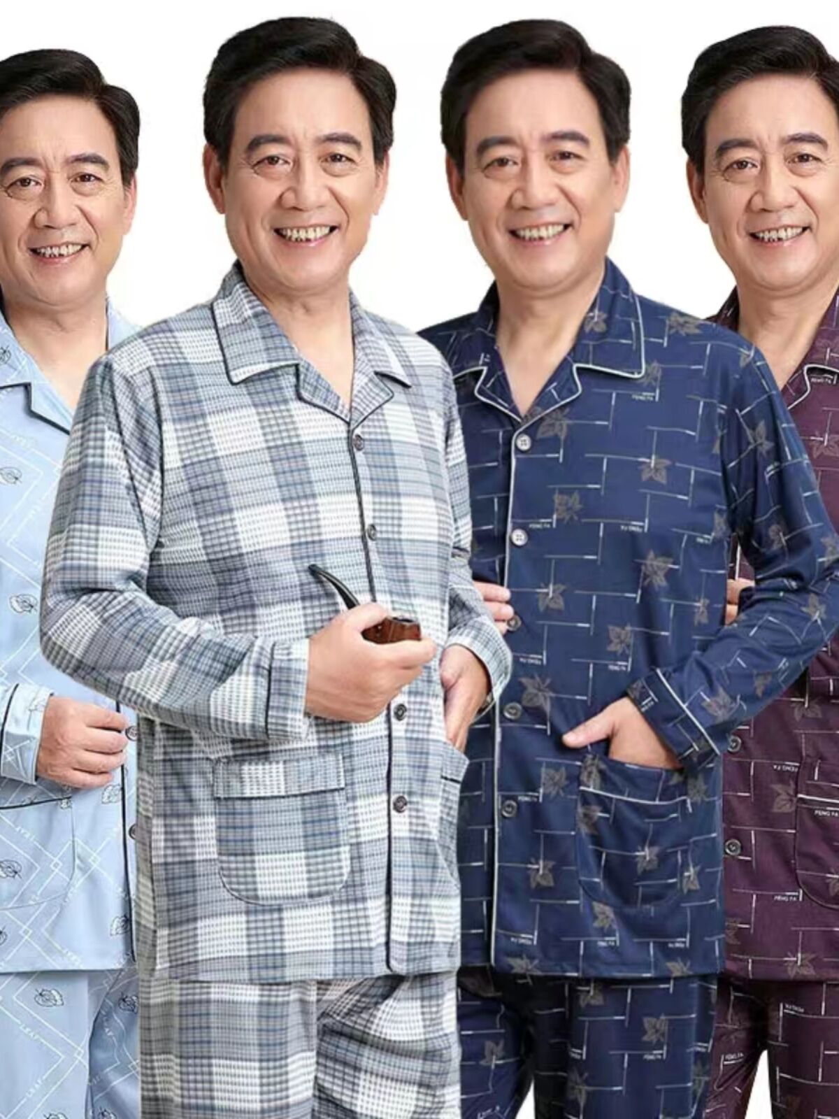 Bộ Đồ Ngủ Nam Mùa Thu Đông Tay Dài Mỏng Cỡ Lớn Mặc Ở Nhà Cho Bố Và Ông Nội Chất Liệu Cotton Pha Polyester Thoải Mái Thoáng Khí