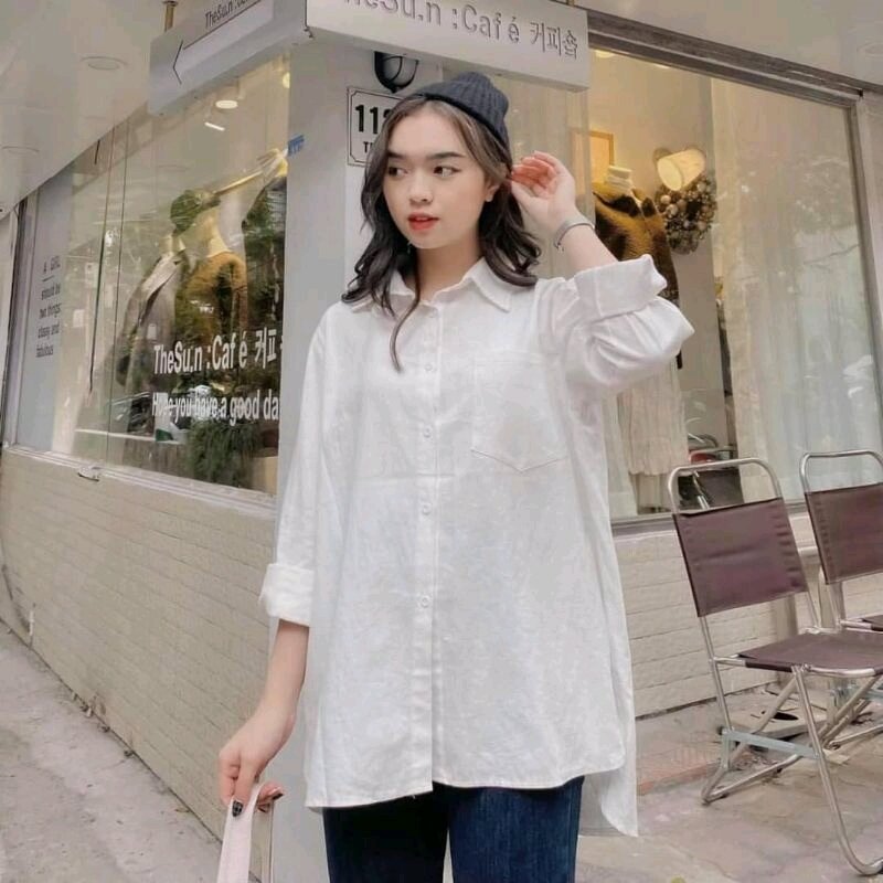 Áo sơ mi basic nữ ulzzang chất thô ( fom rộng )