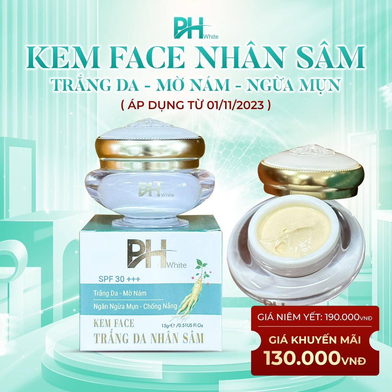 Kem face nhân sâm ph white