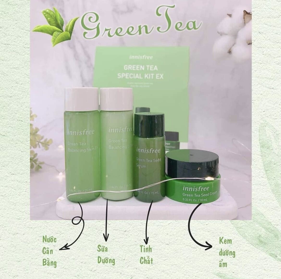 Kit Dưỡng Trà Xanh Mini Innisfree Green Tea Special Kit Ex