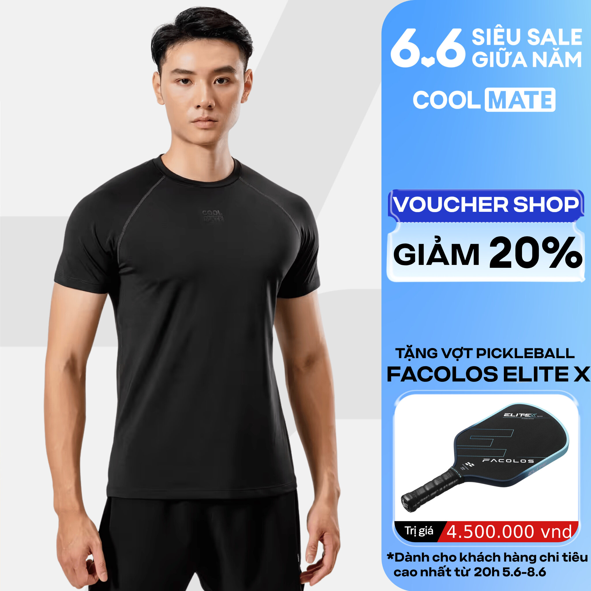 [GIÁ TỐT]Áo Thun Gym Powerfit thể thao Slim fit 1952 dáng ôm, co giãn 4 chiều, thấm hút tốt, nhanh khô Coolmate