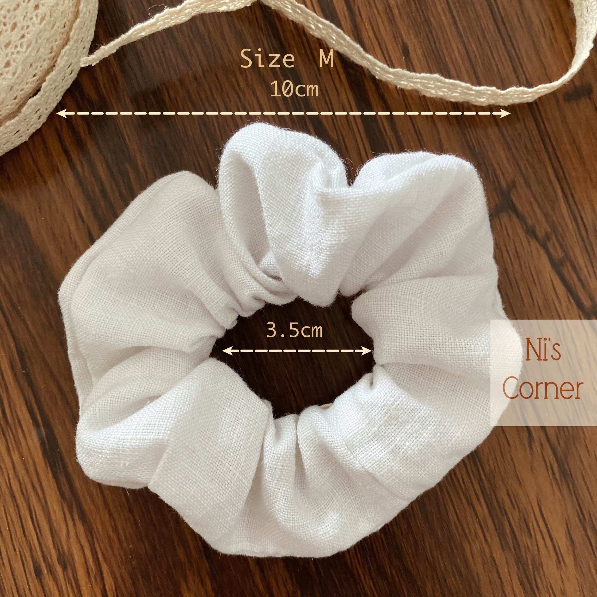 [HCM]Scrunchies cột tóc Linen thêu tay (Pure Linen - Tone Tím)
