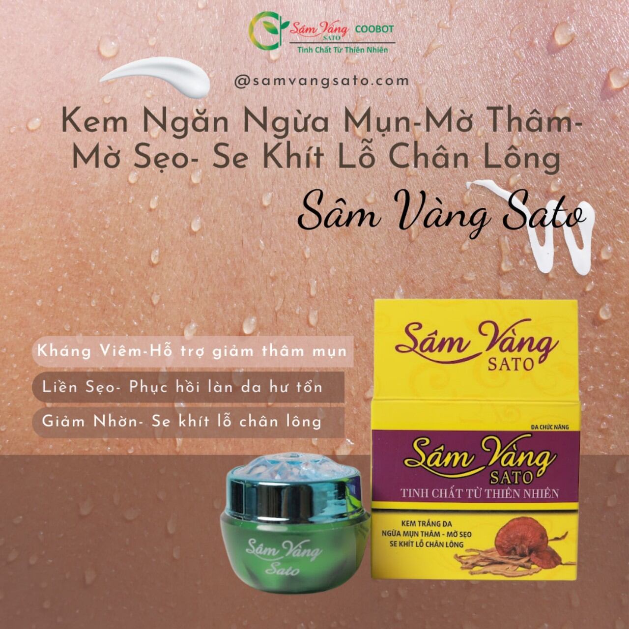 Kem mụn sâm vàng sato thảo dược Đông y