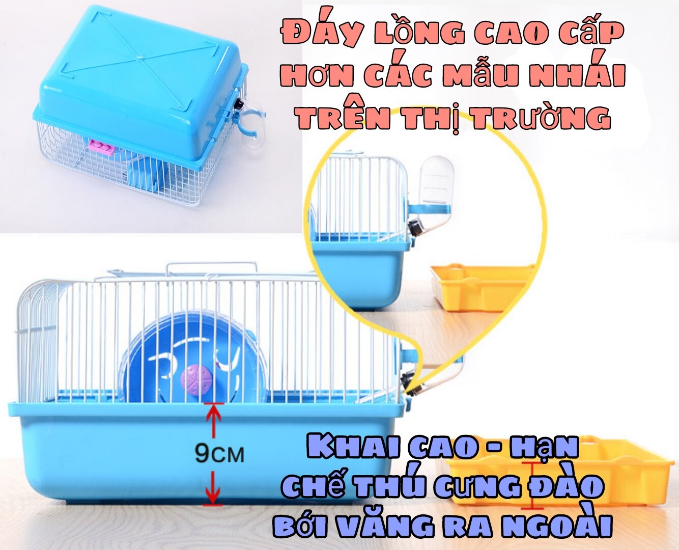 Lồng Mini 23x17x15cm đủ phụ kiện cho hamster
