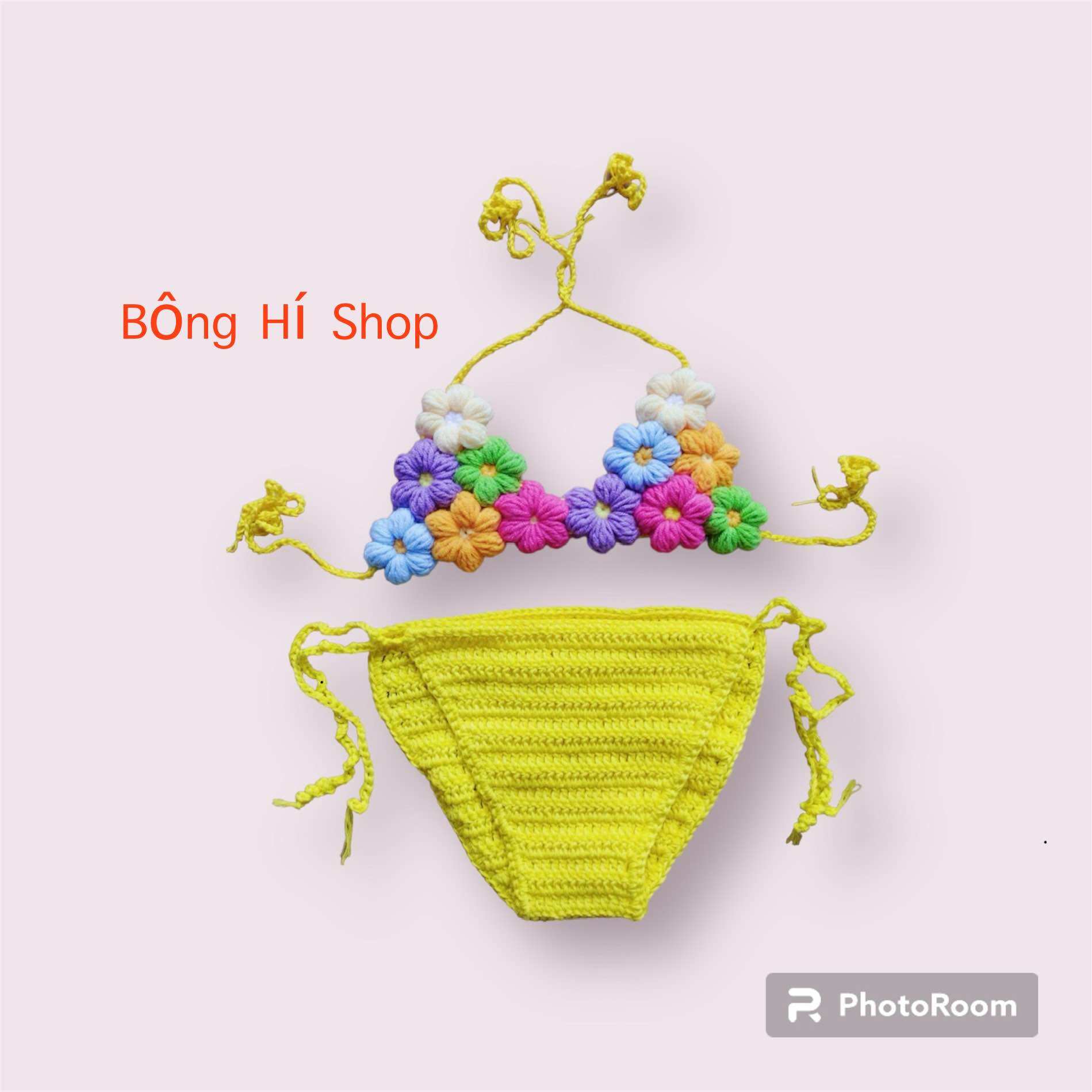 Đồ Bơi Len Hoa 2 Mảnh Bé Gái |Bikini Len Cho Bé