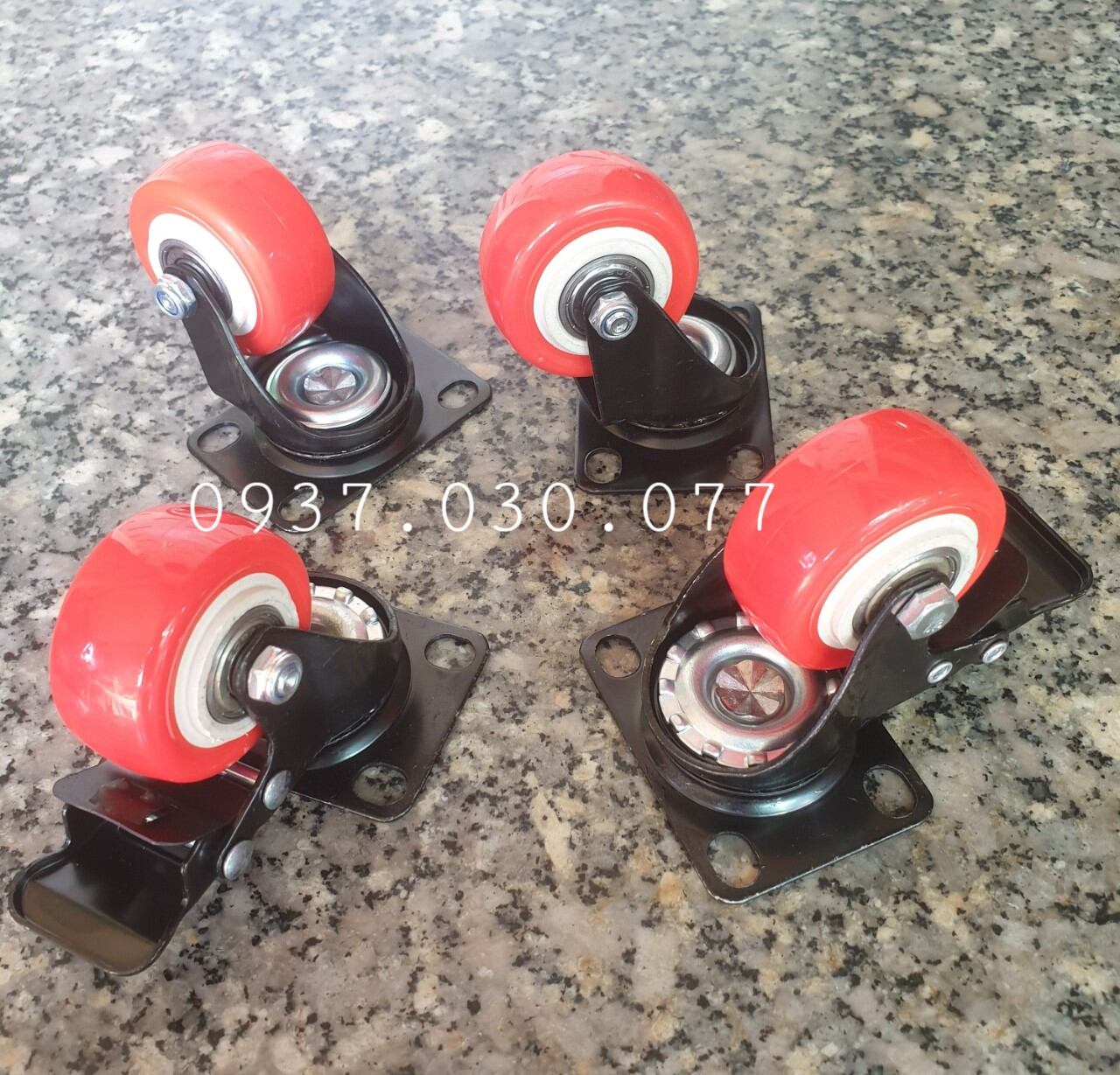 Bánh xe nhập khẩu, bánh xe loa kéo, 5 cm màu đỏ,, bộ 4 bánh y hình