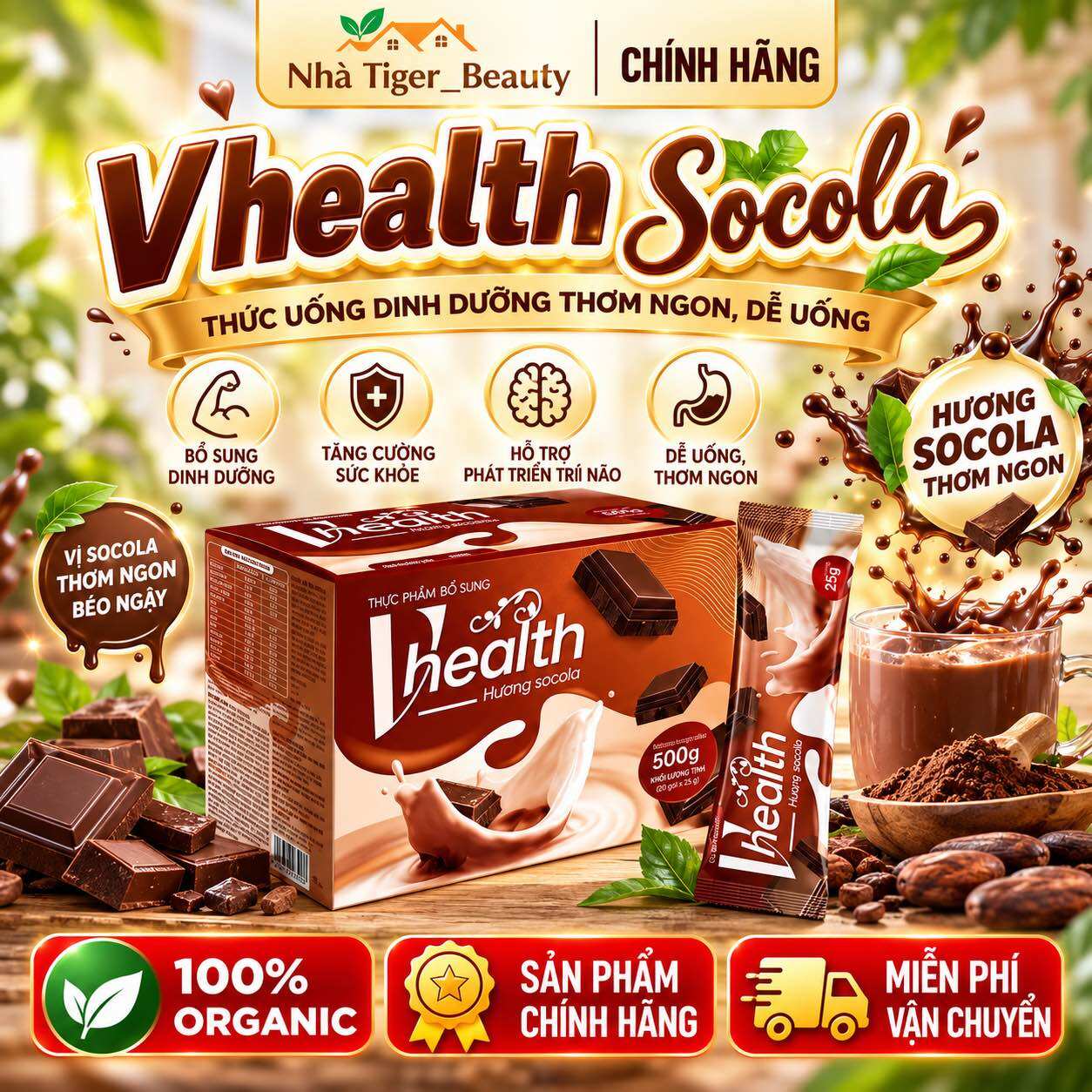 Vhealth Socola Thực Phẩm Dinh Dưỡng Thơm Ngon Dễ Uống Hỗ Trợ Sức Khỏe Dễ Dàng Phục Hồi Cơ Thể Nguồn Lợi Chọn Lộc