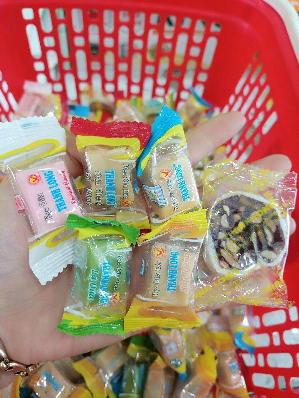 1kg kẹo dừa thanh long mix 6 vị