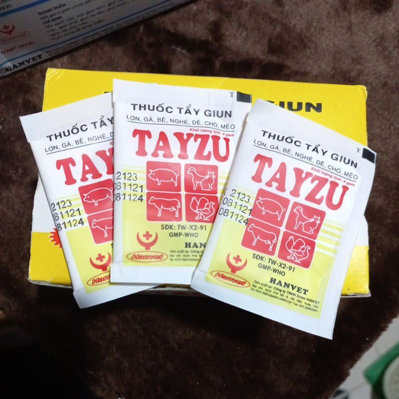 Tayzu xanh/vàng thuốc tẩy giun 4g
