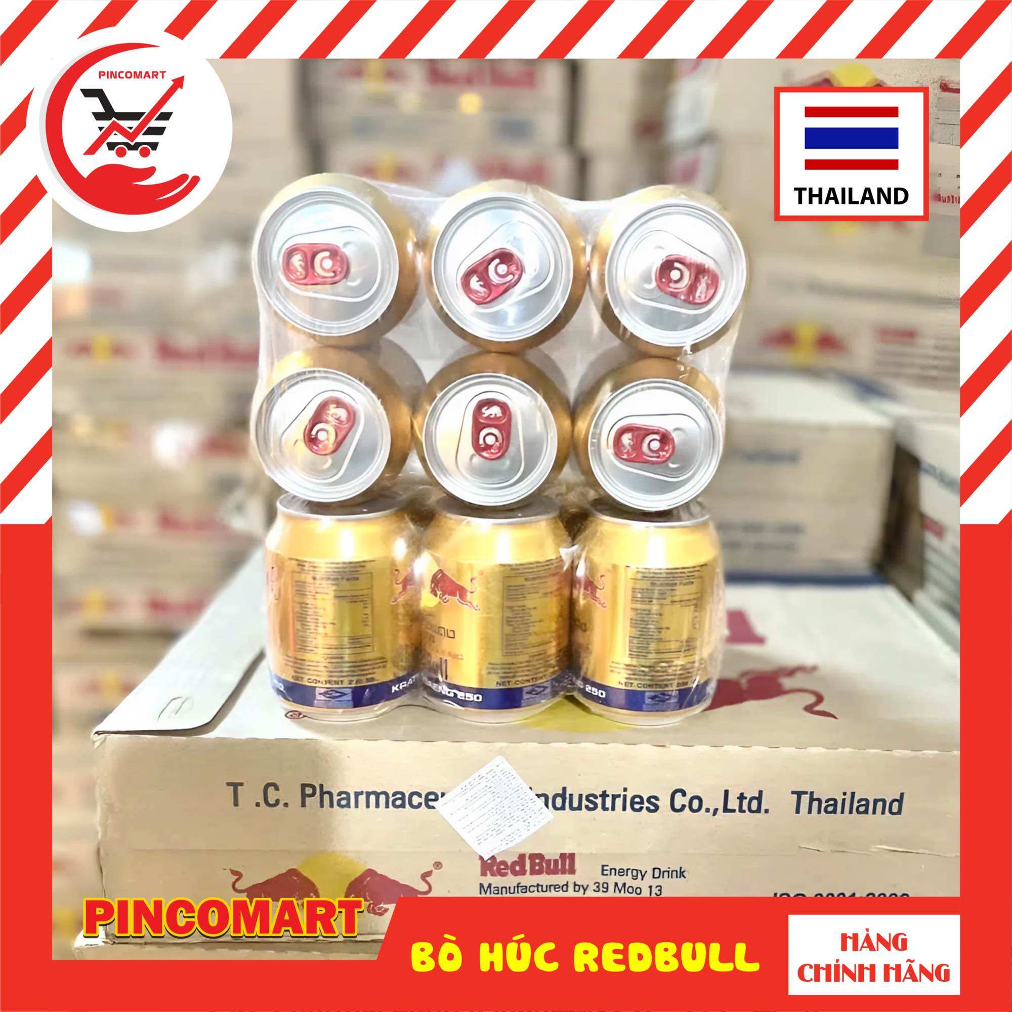 (Thùng 4 lốc) Bò Húc Thái Lan hiệu Redbull lon 250ml lốc 6 lon - Hàng nhập khẩu Thái | HH106