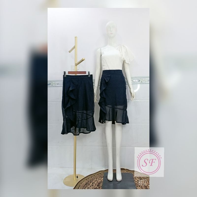 Chân váy voan đuôi cá phối bèo - Chân váy công sở