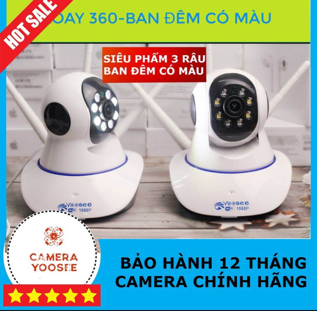 Camera Yoosee Ban đêm có màu camera 3 râu 1080 FULL HD (CÓ KÈM THẺ NHỚ 16GB, 32GB, 64GB)