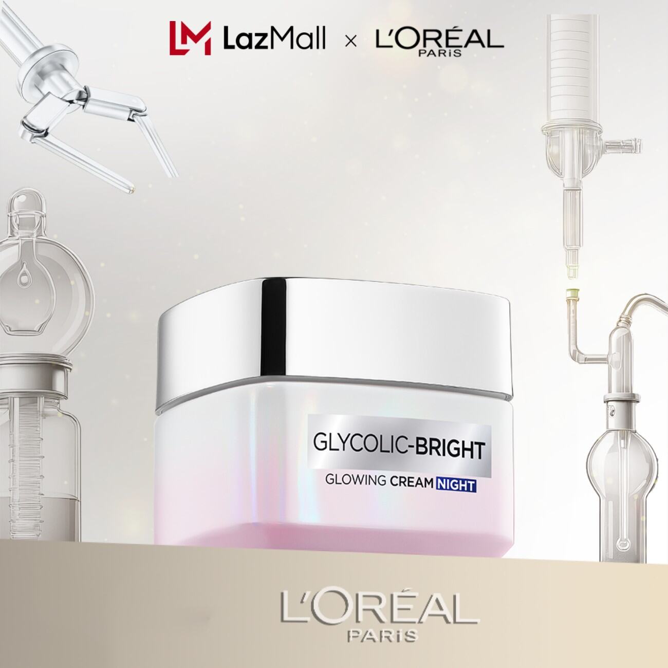 Kem đêm dưỡng sáng mờ thâm nám L'Oreal Paris Glycolic (AHA) Bright 50ml