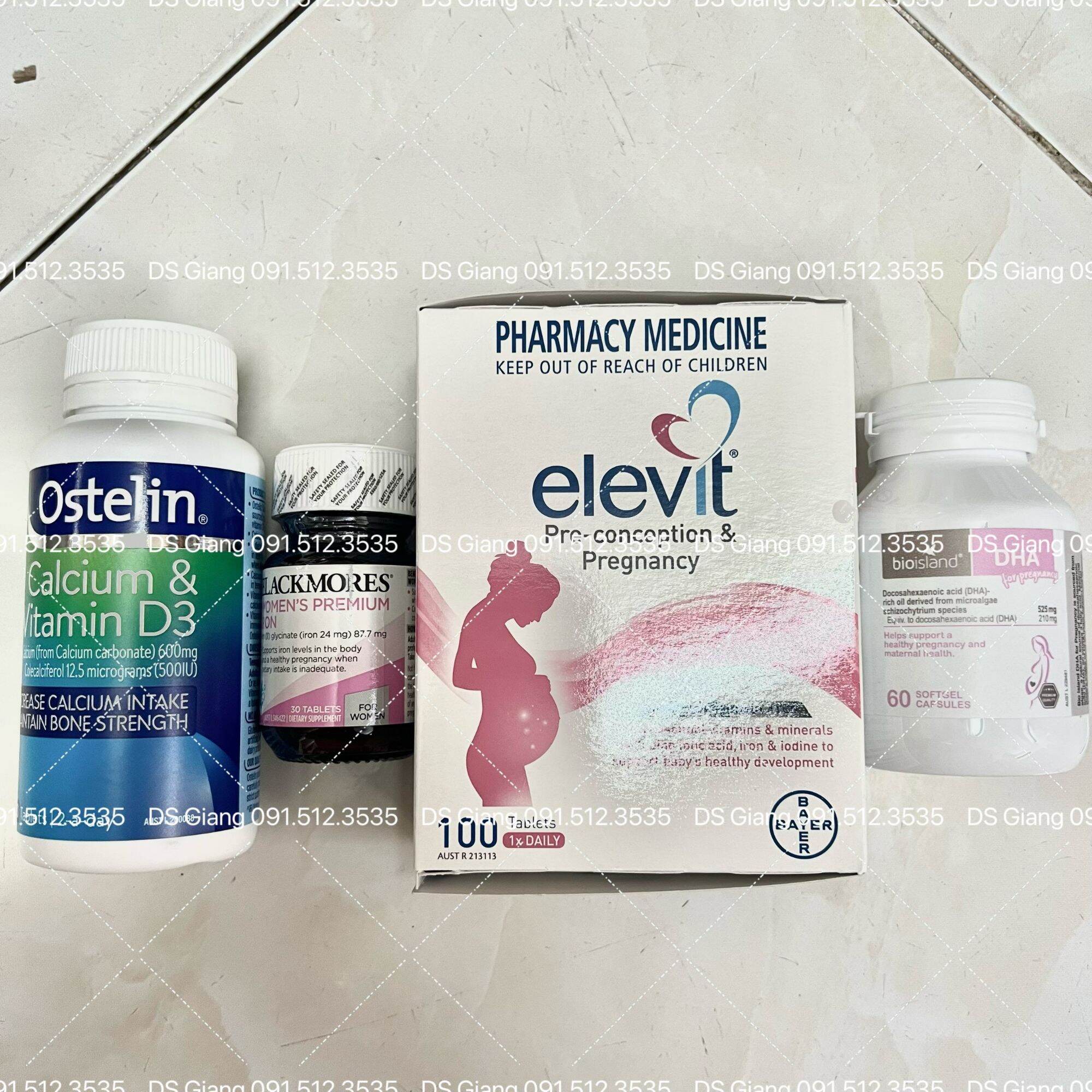 Combo Vitamin Bầu Elevit- Canxi Bầu Ostelin- Sắt Bầu - Dha Bầu