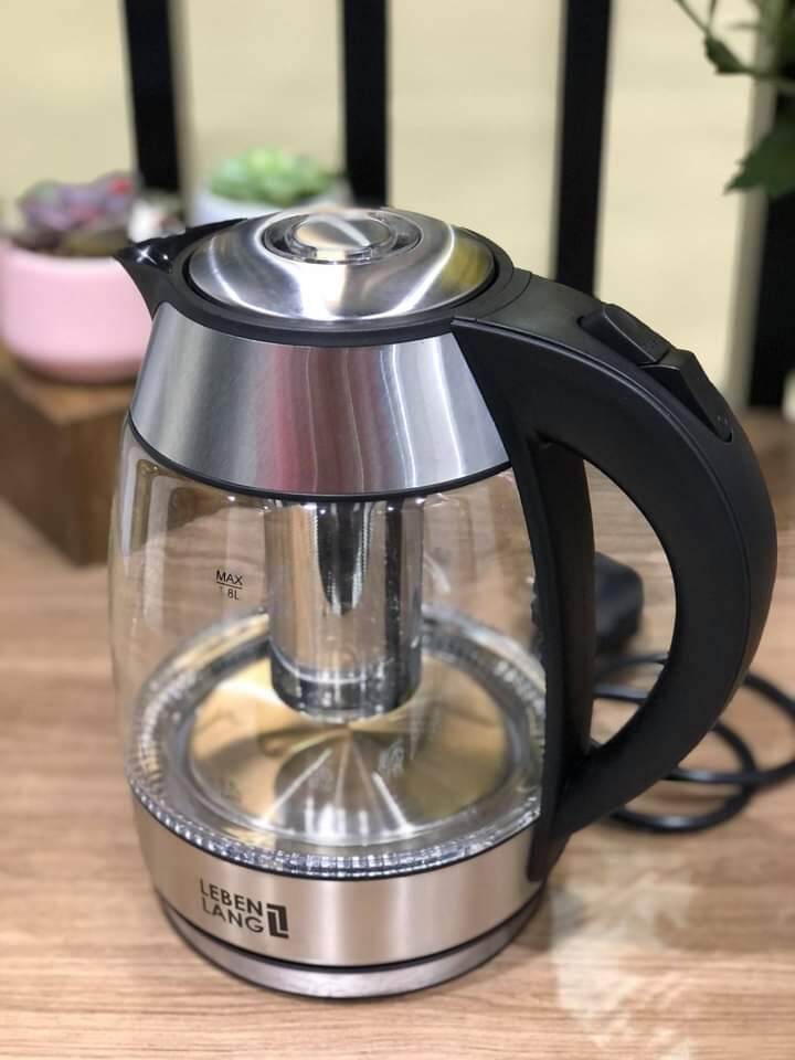 Ấm siêu tốc thủy tinh Lebenlang Đức 1.8L