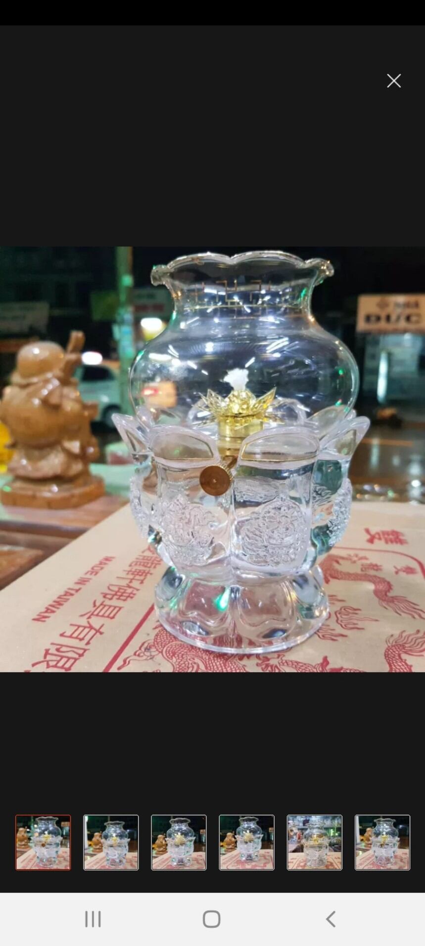 Đèn đốt dầu lưu ly thủy tinh/ đèn dầu thủy tinh hoạ tiết hoa sen cao 14cm/ đèn dầu tim sợi thủy tinh ít hao dầu