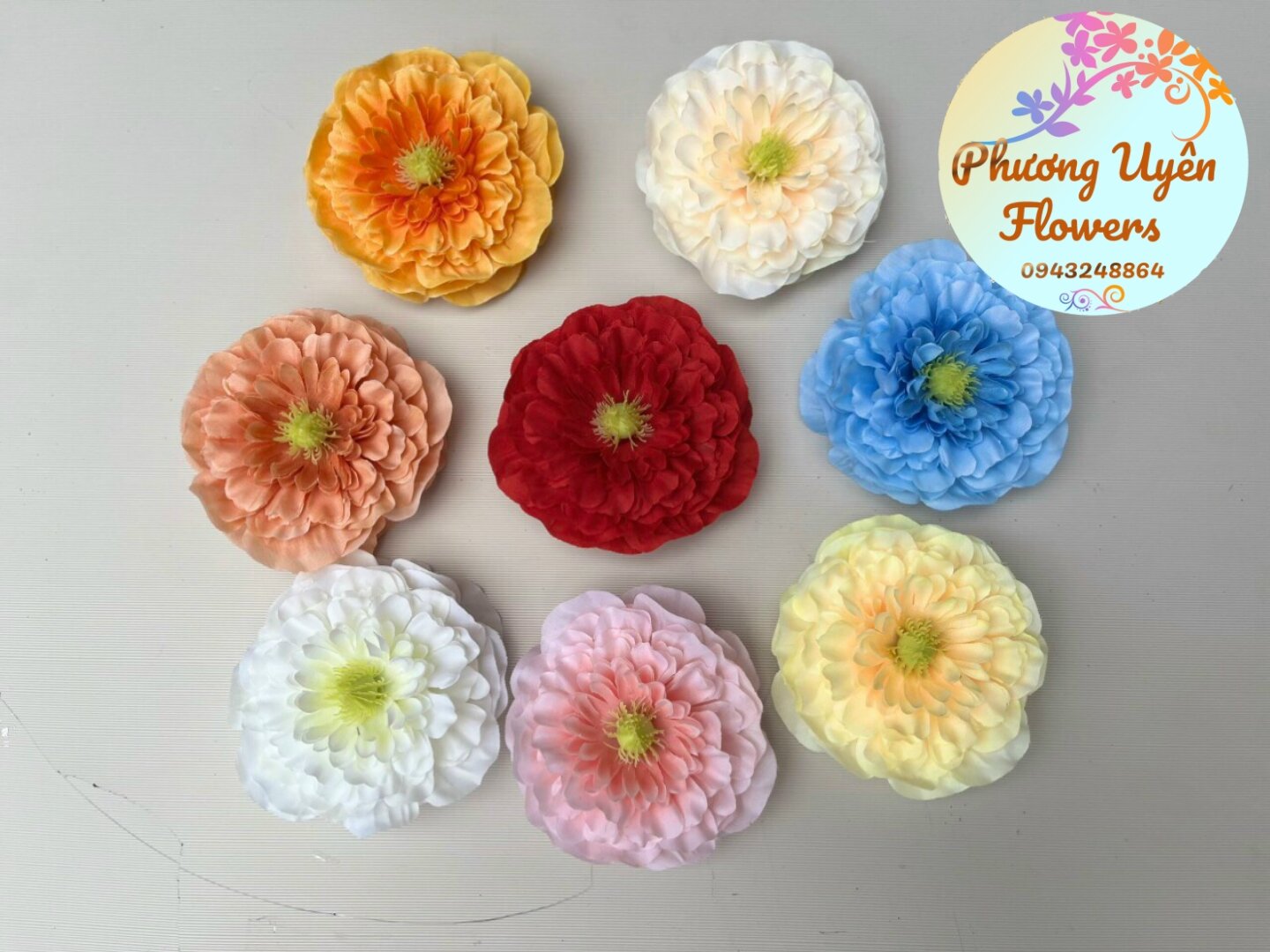 Combo 10 đầu bông mẫu đơn tràm _ size 10cm_ đầu bông hoa giả