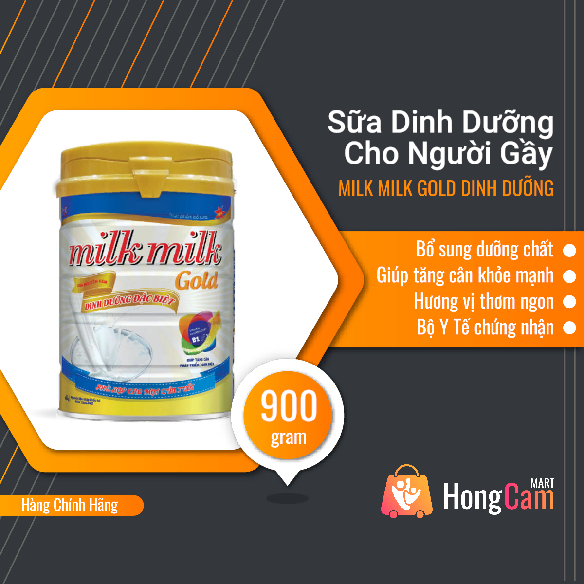 Date mới - lon 900g sữa bột tăng cân dành cho người gầy milkmilkgold dinh dưỡng đặc biệt - hồng cẩm mart