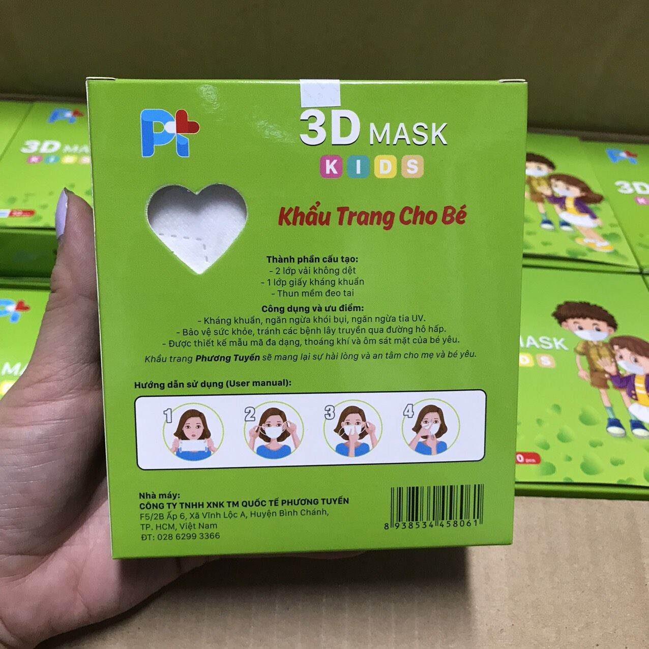 khẩu trang 3D cho bé PT Mask (hộp 10 cai)