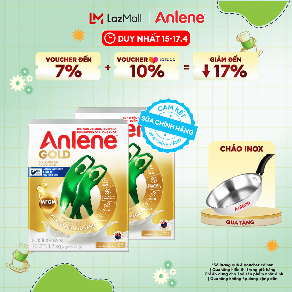 [Voucher giảm đến 26%]Combo 2 Sữa Bột Anlene Gold Hương Vani 1.2Kg