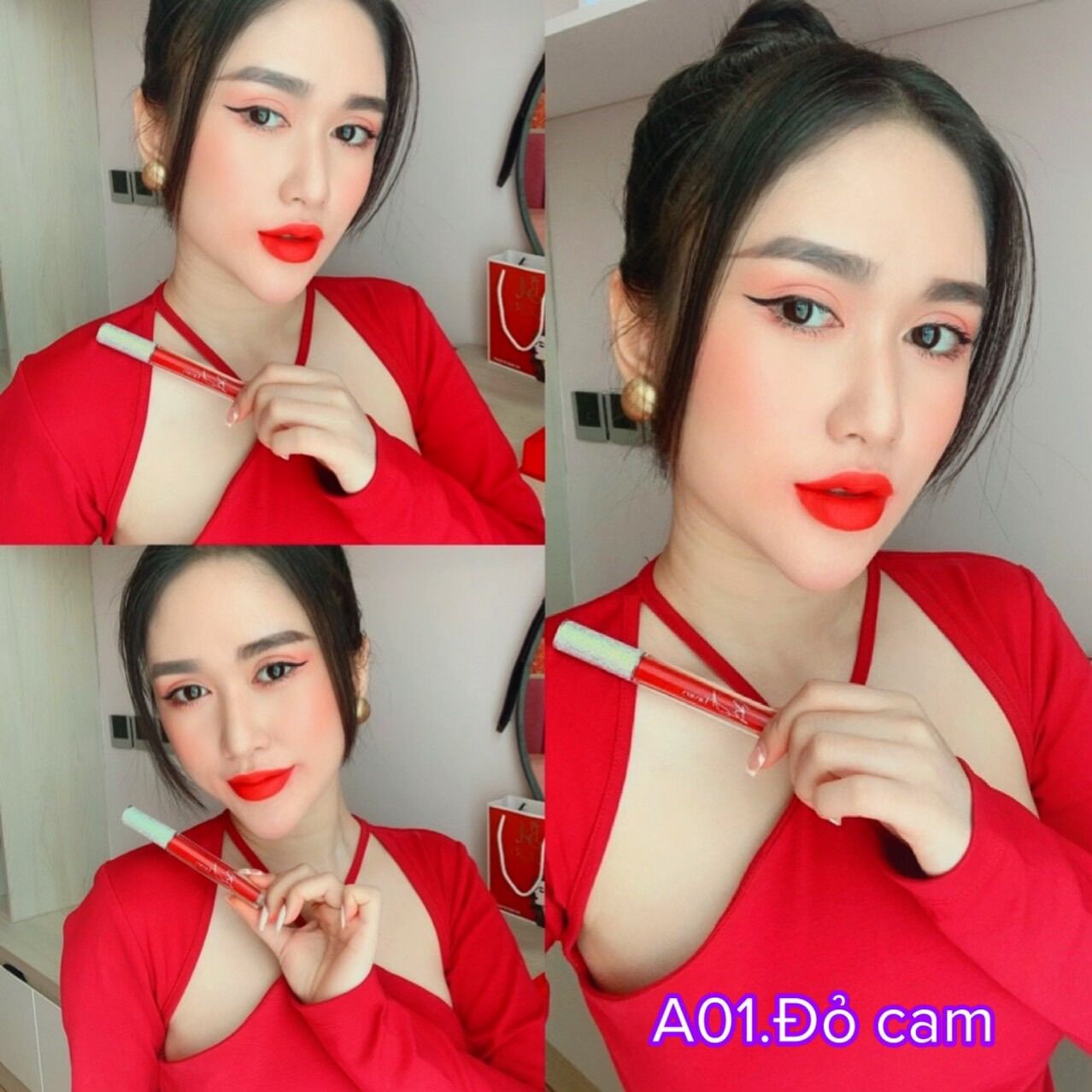 [ Đỏ cam - A01 ] Son hữu cơ không chì B.A Luxury màu son quốc dân