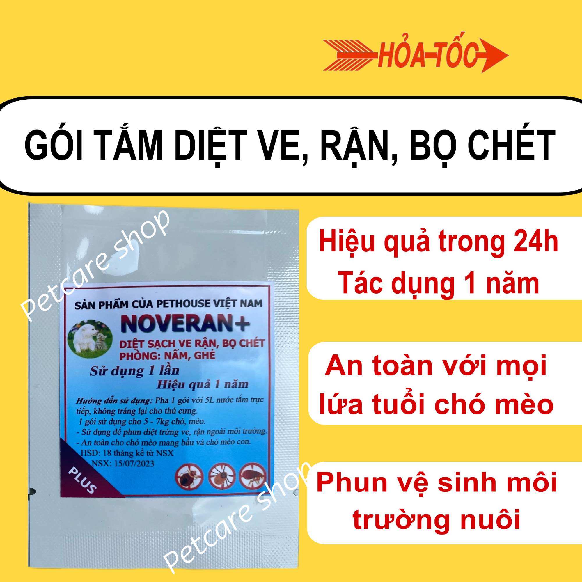 5 gói novera+ diệt ve, bọ chét