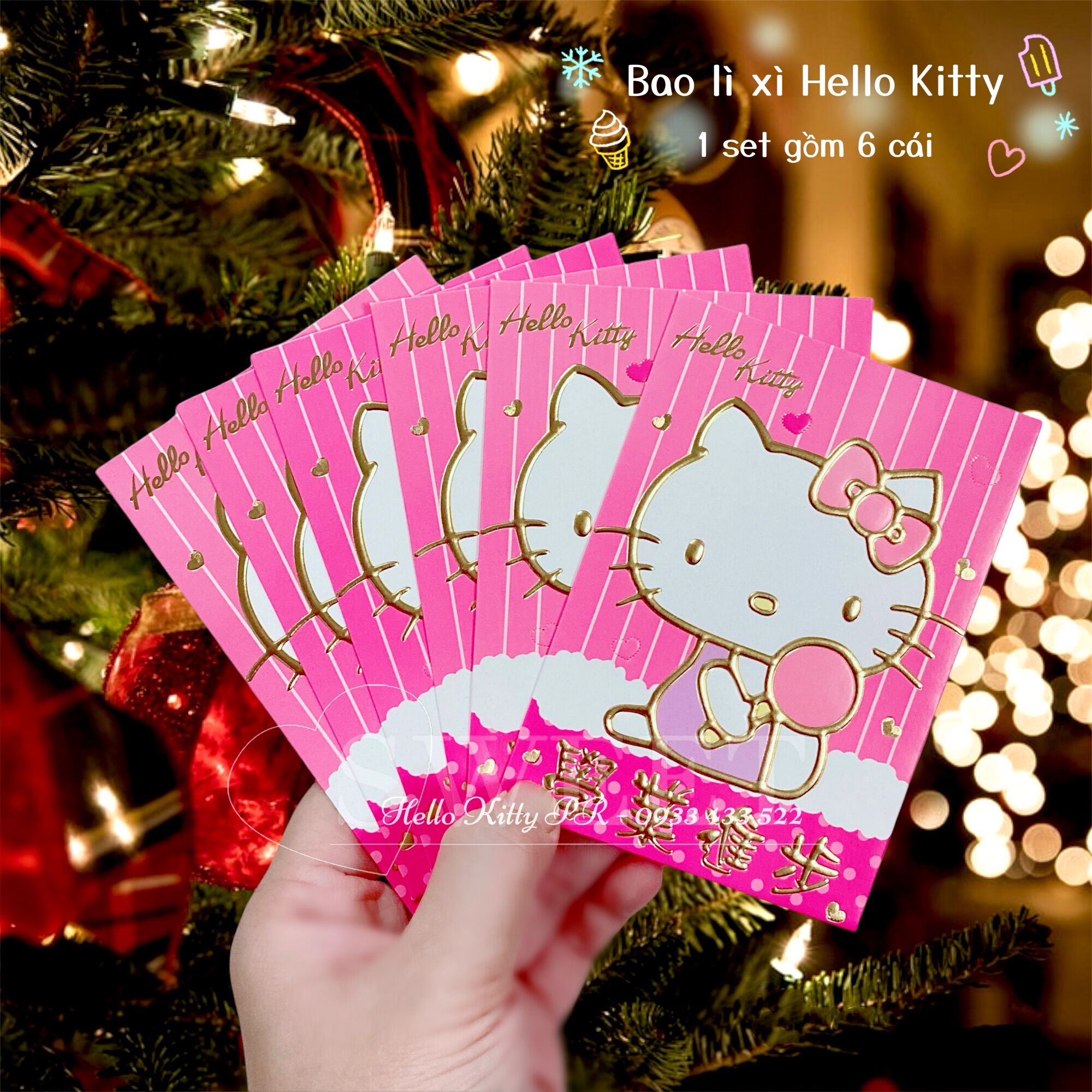Set 6 bao lì xì Hello Kitty