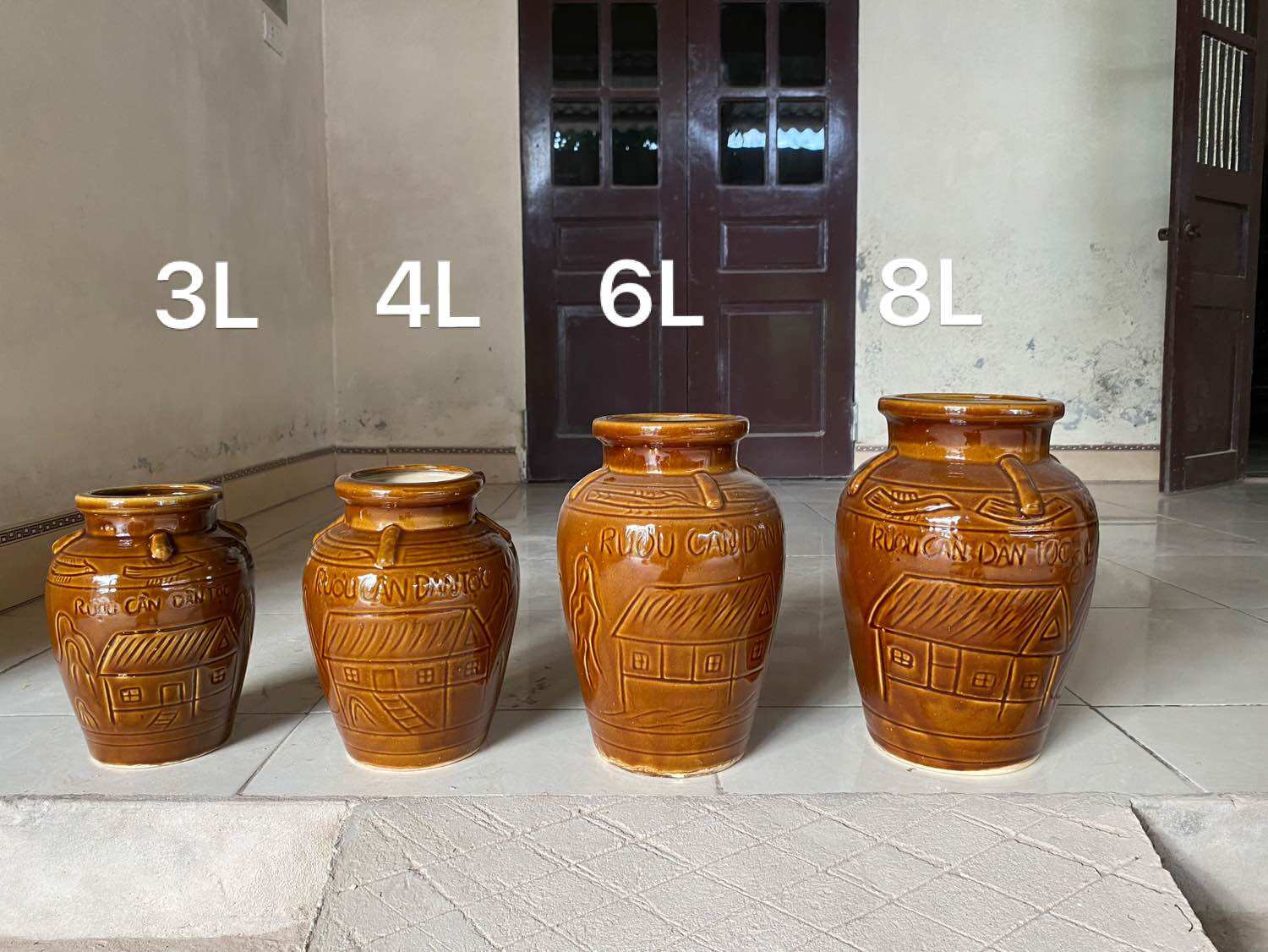 Chum rượu cần. Vò rượu 4 - 6lít (gốm sứ Bát Tràng)