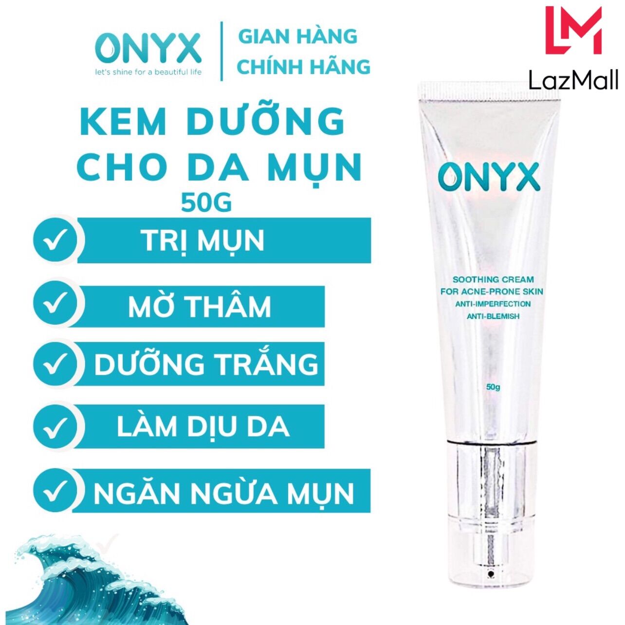 Kem dưỡng dành cho da mụn giúp giảm mụn mờ thâm ,sáng da trẻ hoá 50g |onyx bảo thy