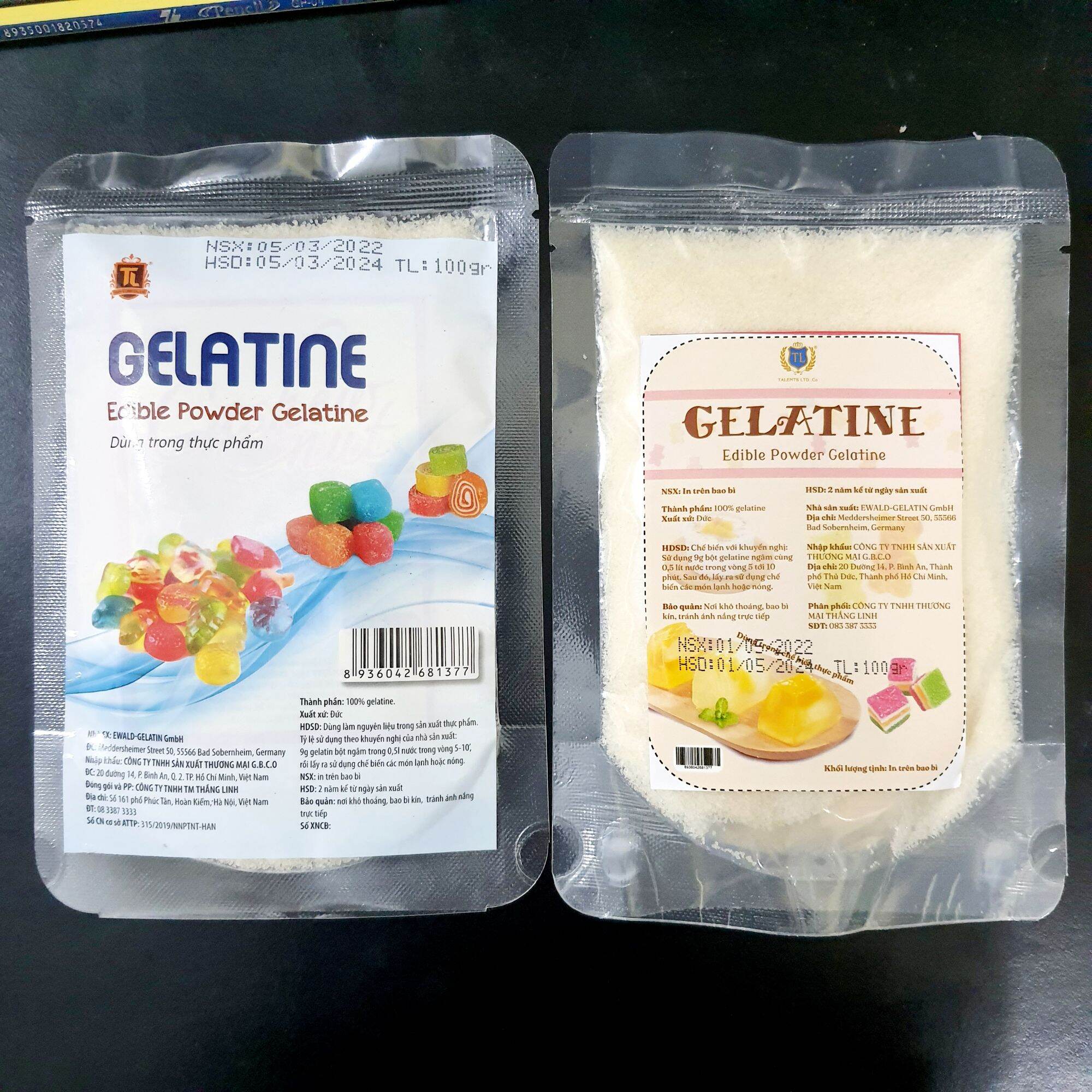 Bột Gelatine Đức 100g cho làm mousse, tàu hủ, kẹo dẻo, chè khúc bạch, topping - Ăn Vặt Food