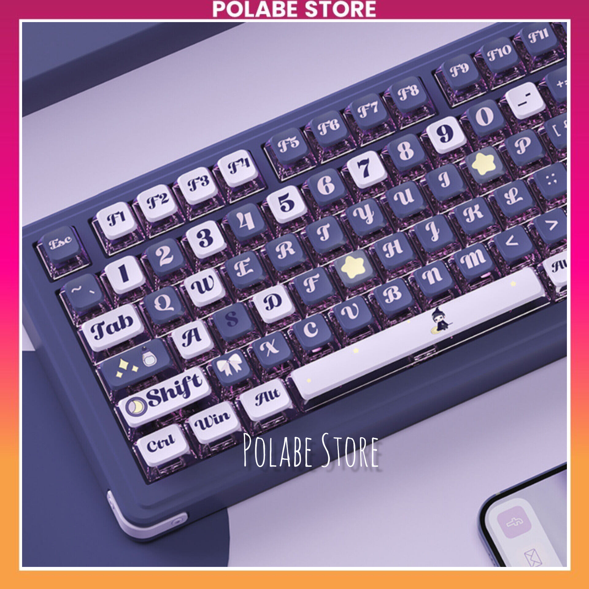Keycap Pudding Night Witch ASA profile PBT bàn phím cơ Polabe Store Keycap Pudding xuyên led