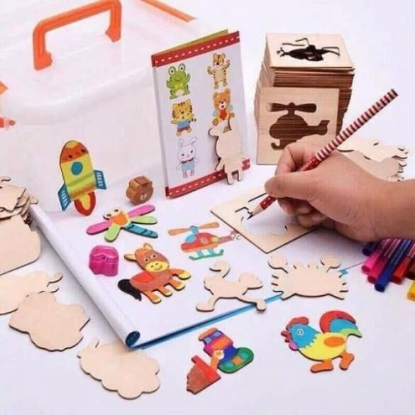 Bộ khuôn gỗ vẽ tranh cho bé 50 chi tiết