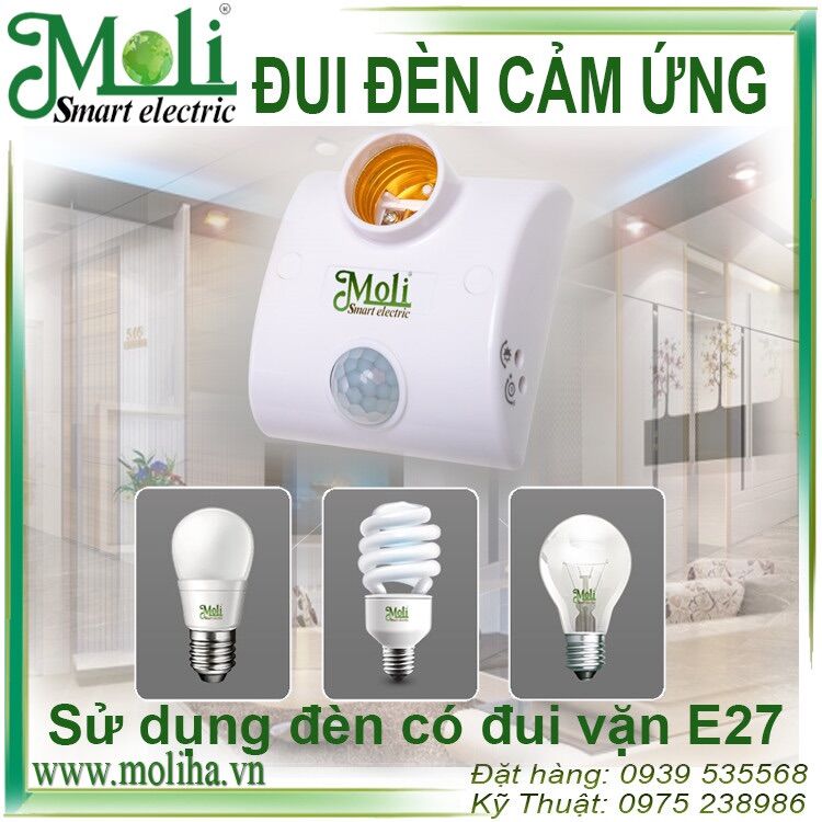 Đuôi đèn cảm ứng hồng ngoại moli tự động bật tắt thông minh