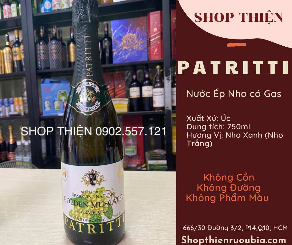 Nước nho có ga úc patritti 750ml-vị nho xanh-date 20.03.2026