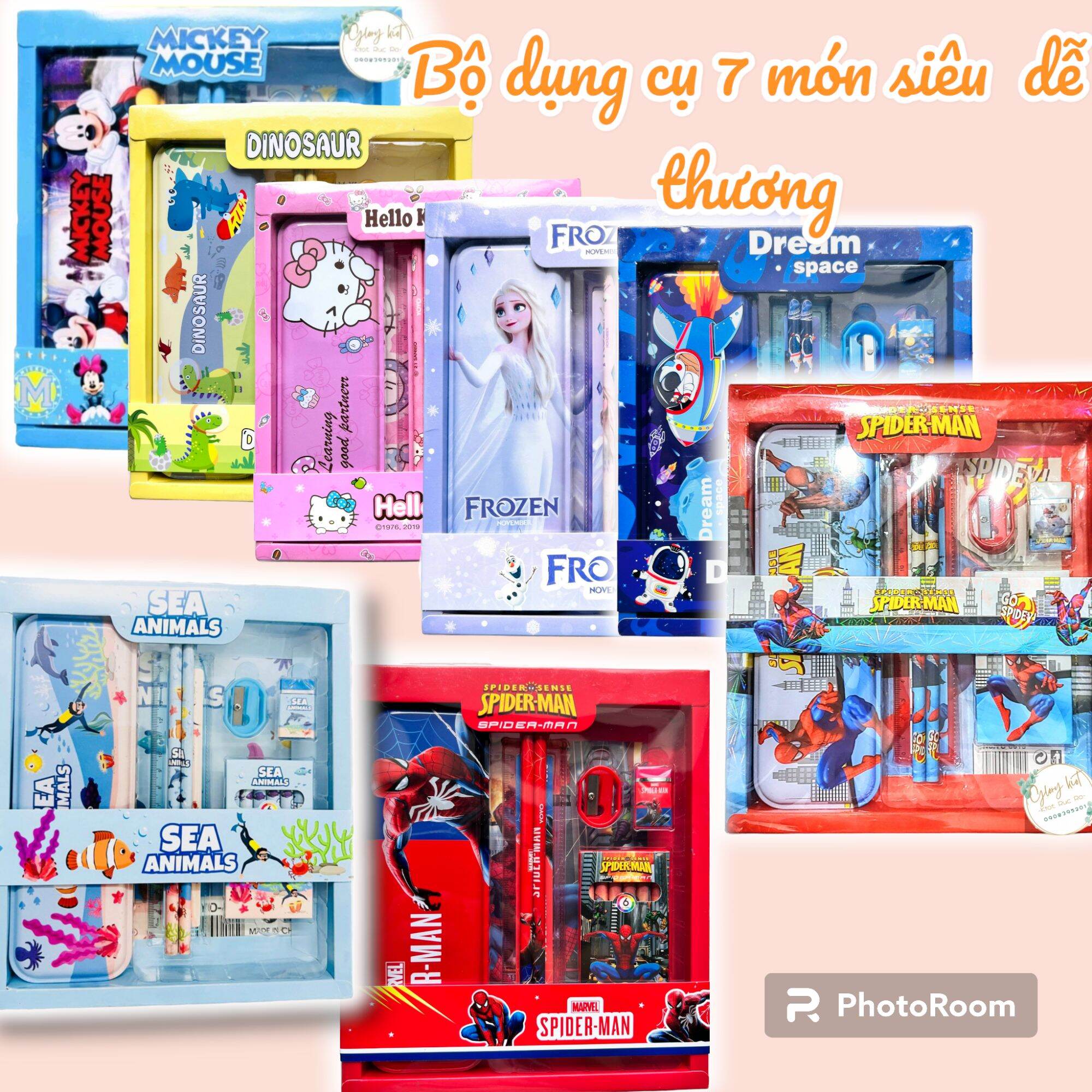 Khogk- bộ dụng cụ học tập 7 món - hộp đựng dụng cụ học tập cho bé