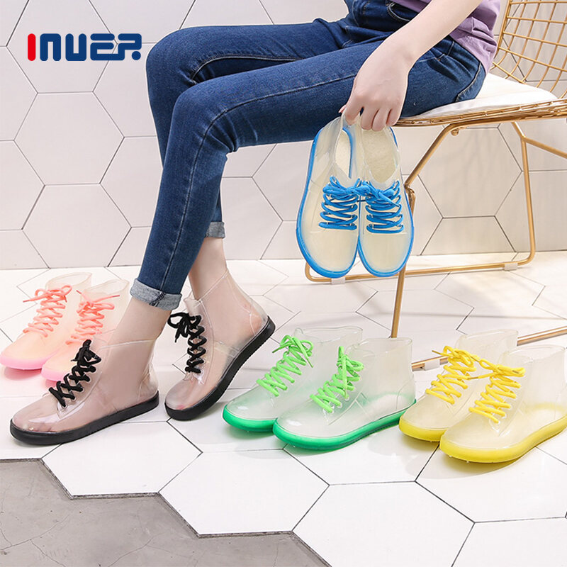 Giày đi mưa trong suốt giày cao su ống ngắn chống trượt chống thấm nước đi - ảnh sản phẩm 1