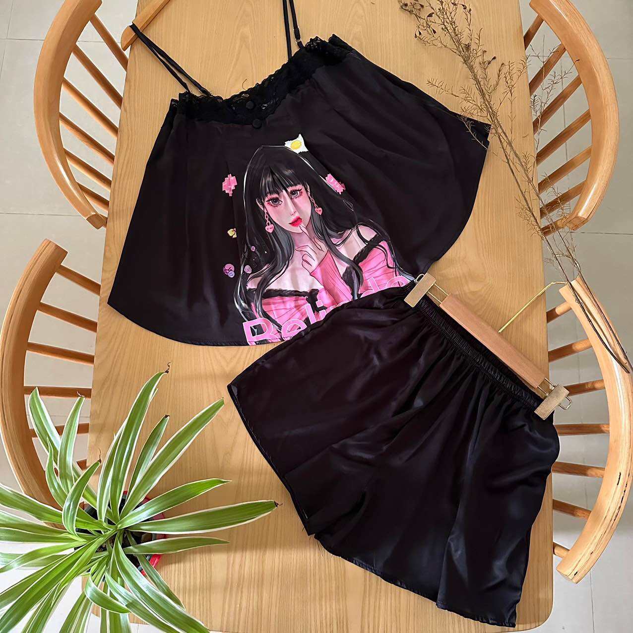 Bigsize 55-90kg Đồ Bộ Lụa Latin 2 Dây - Hàng Thiết Kế in 5D - Bộ đùi 2 dây