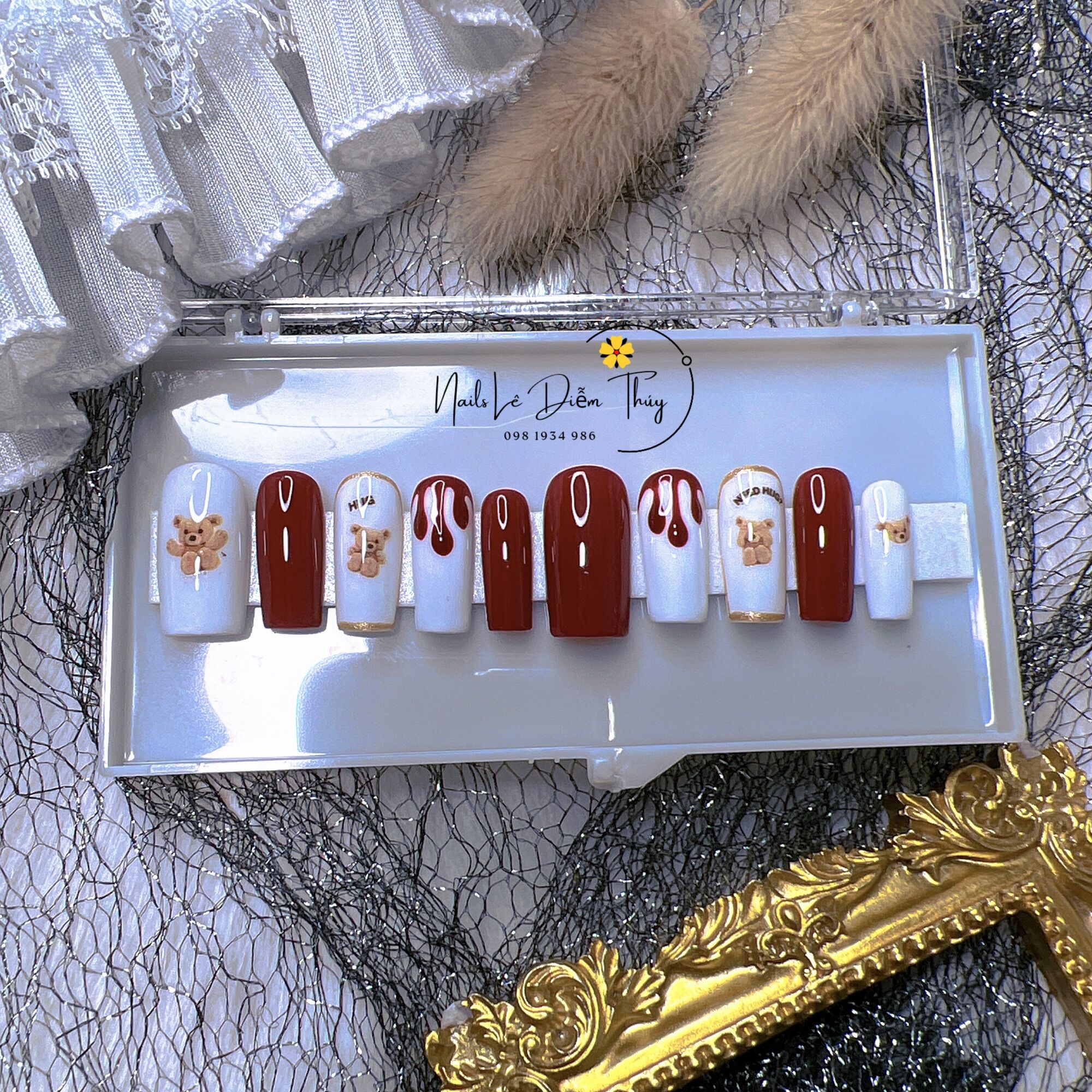 [Trends Nailbox] Thiết Kế Gấu Đỏ Màu Đỏ