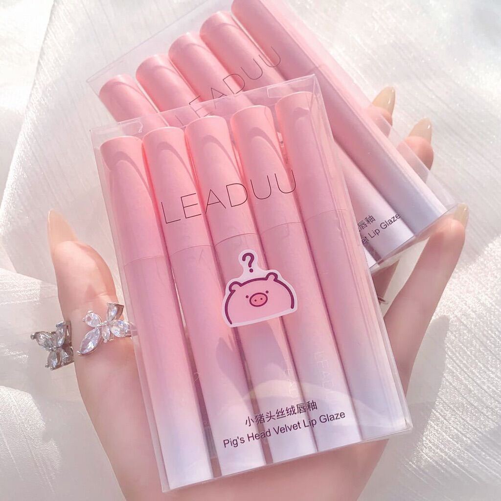 Set 5 son kem hình heo Leaduu Pig Đẹp mắt mà cầm rất chắc tay lunn Chất