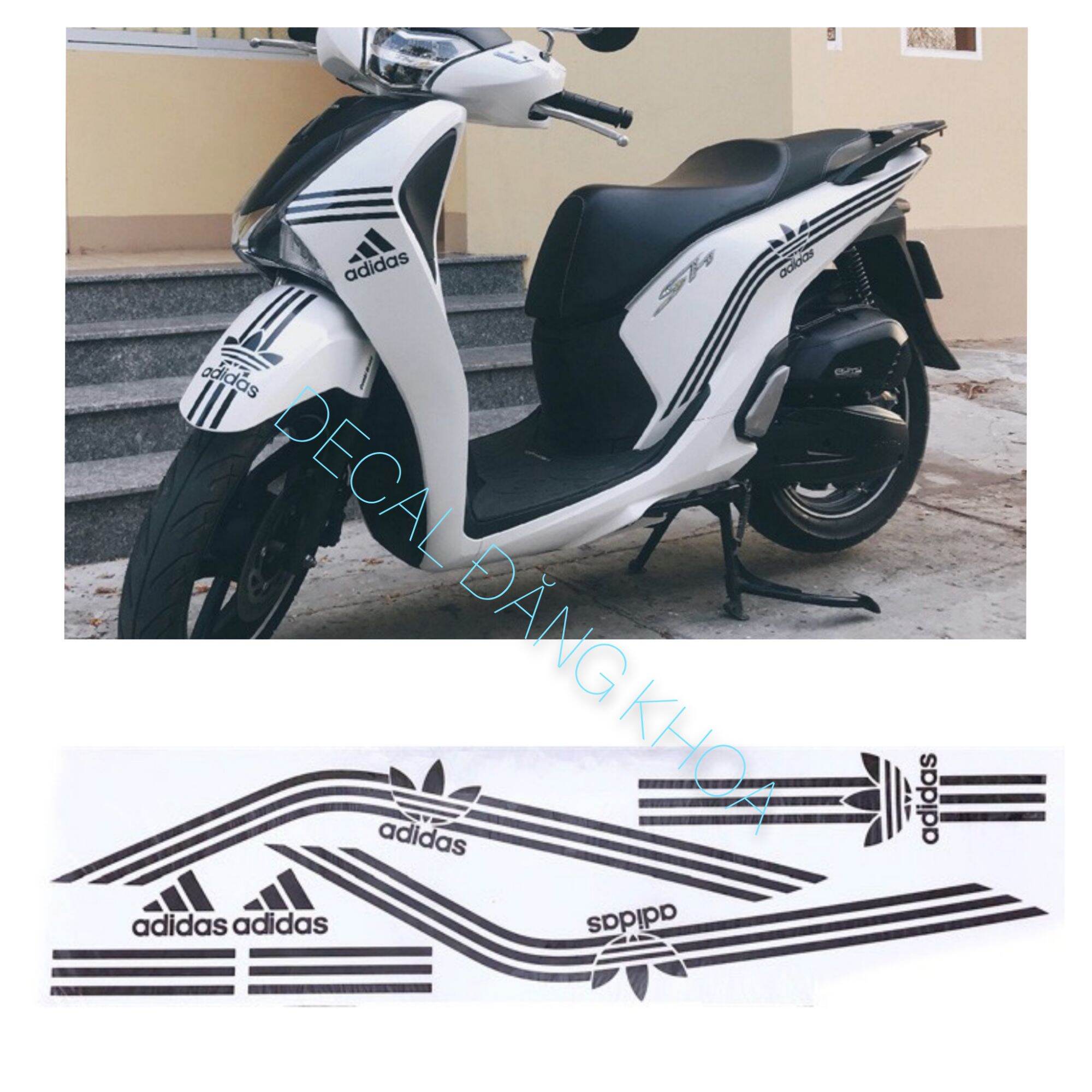 Tem xe mẫu ADIDASSS đủ màu dán các dòng xe tem 3 lớp chống phai màu