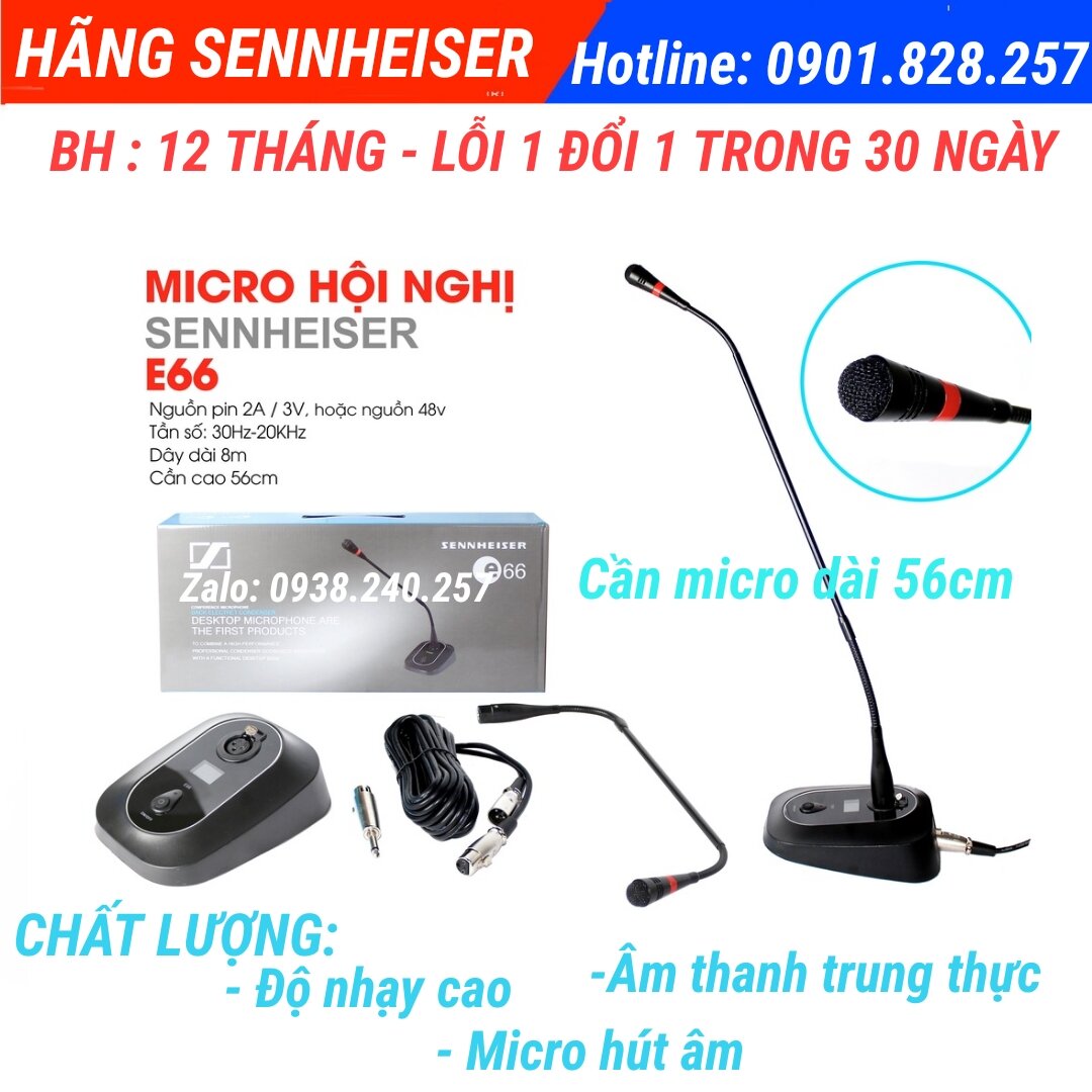 Micro hội nghị cổ ngỗng sennheiser E66 cần dài 56cm hút âm tốt, độ nhạy