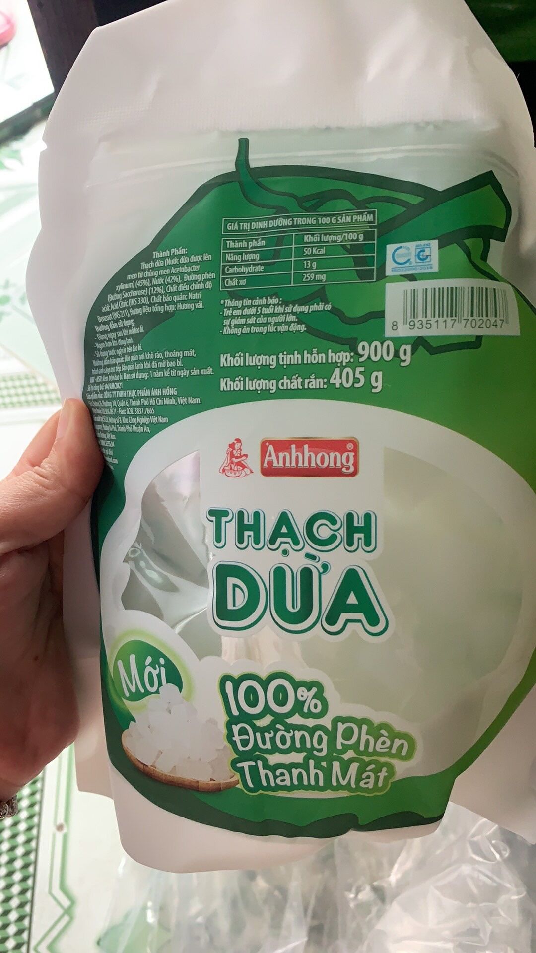 Thạch dừa đường phèn Ánh Hồng (bịch 900gr)