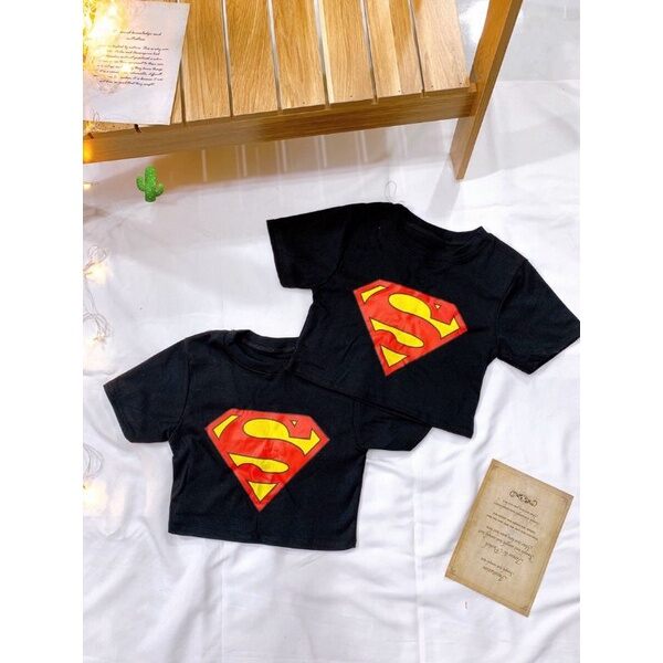 🏵️☘️ Áo croptop in logo siêu nhân thun borip dày dặn ☘️
