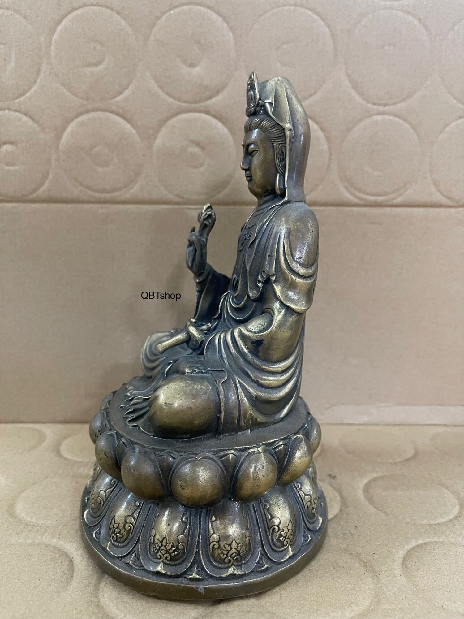 Phật bà quan âm ngồi 3 bằng đồng