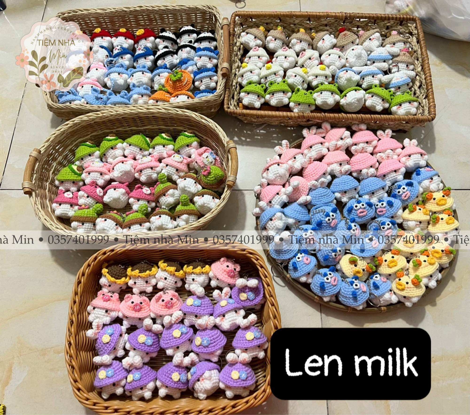 Móc khoá nấm bằng len nhiều mẫu đội mũ đáng yêu