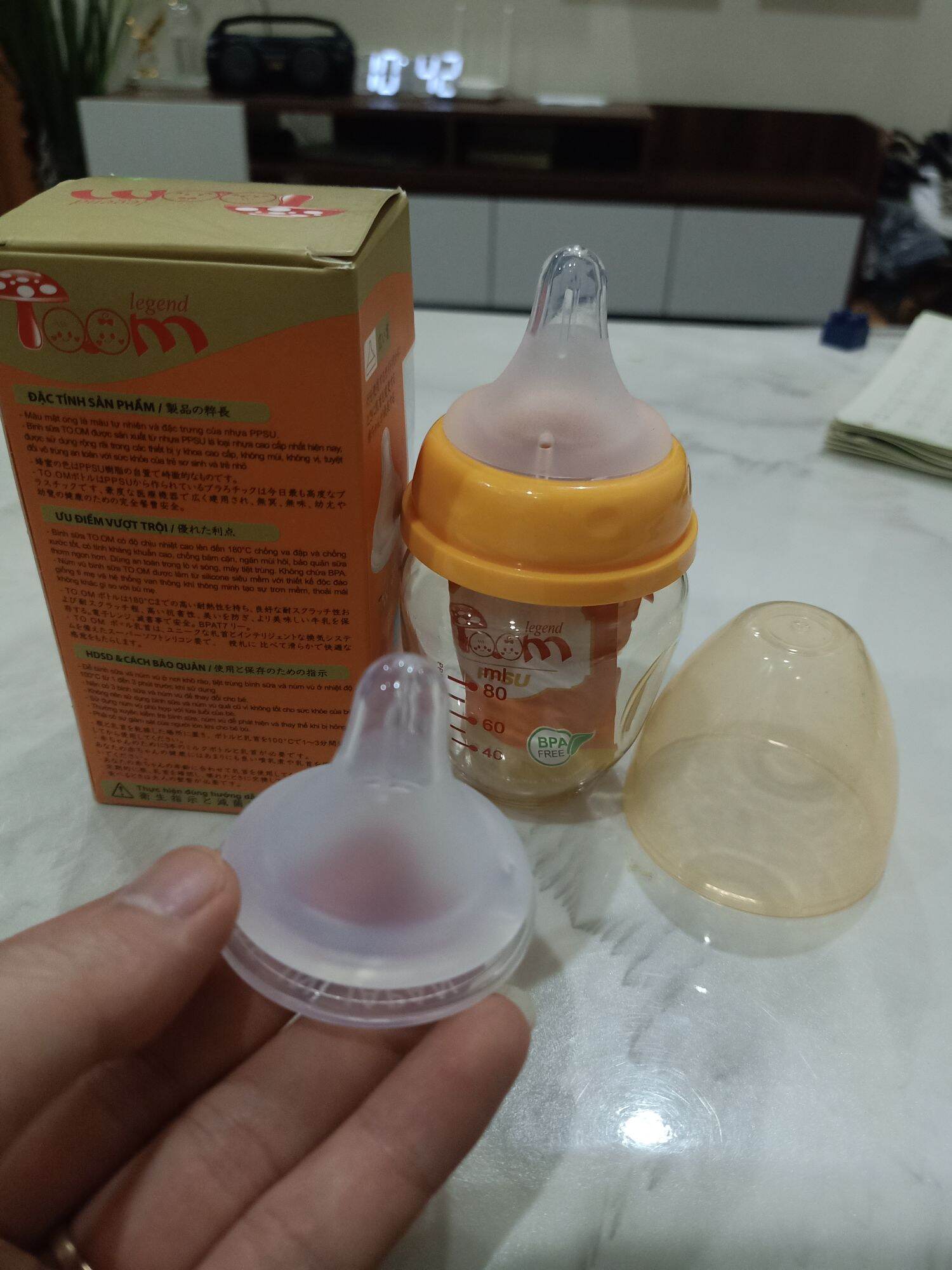 Bình sữa PPSU-Toom cổ rộng 80ml cho bé sơ sinh [tặng kèm thêm 1 núm vú thay thế]