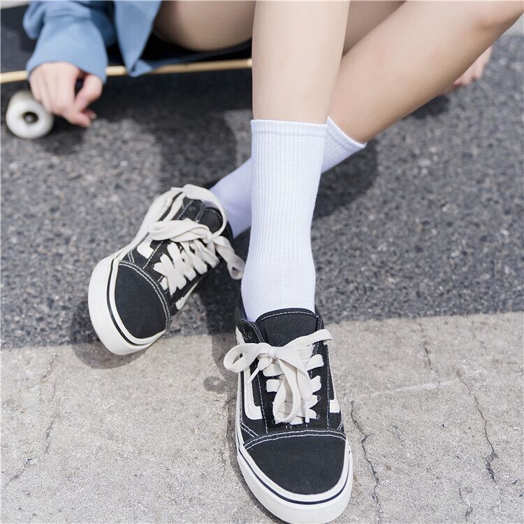 Tất Vớ cổ cao trơn màu unisex