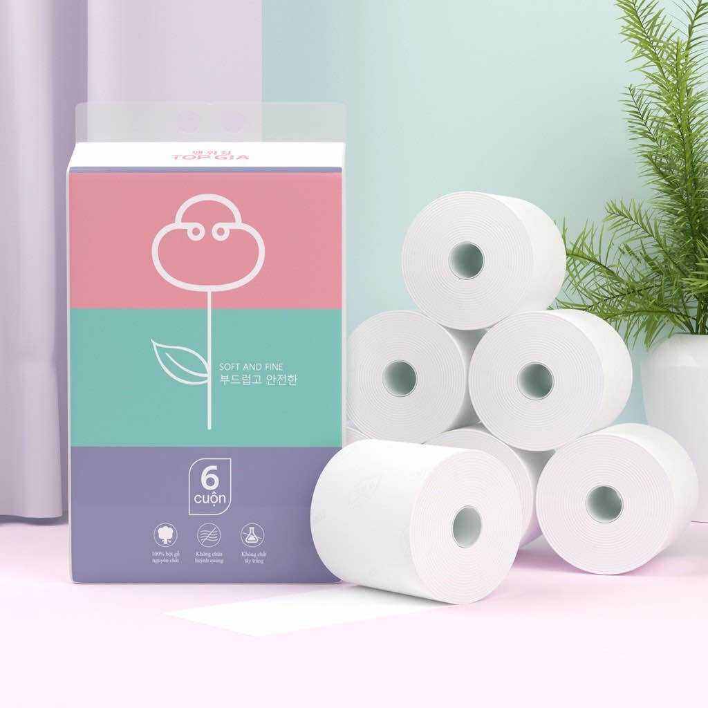 Bịch 6 cuộn giấy vệ sinh cao cấp organic - giấy vệ sinh rút đa năng cao cấp