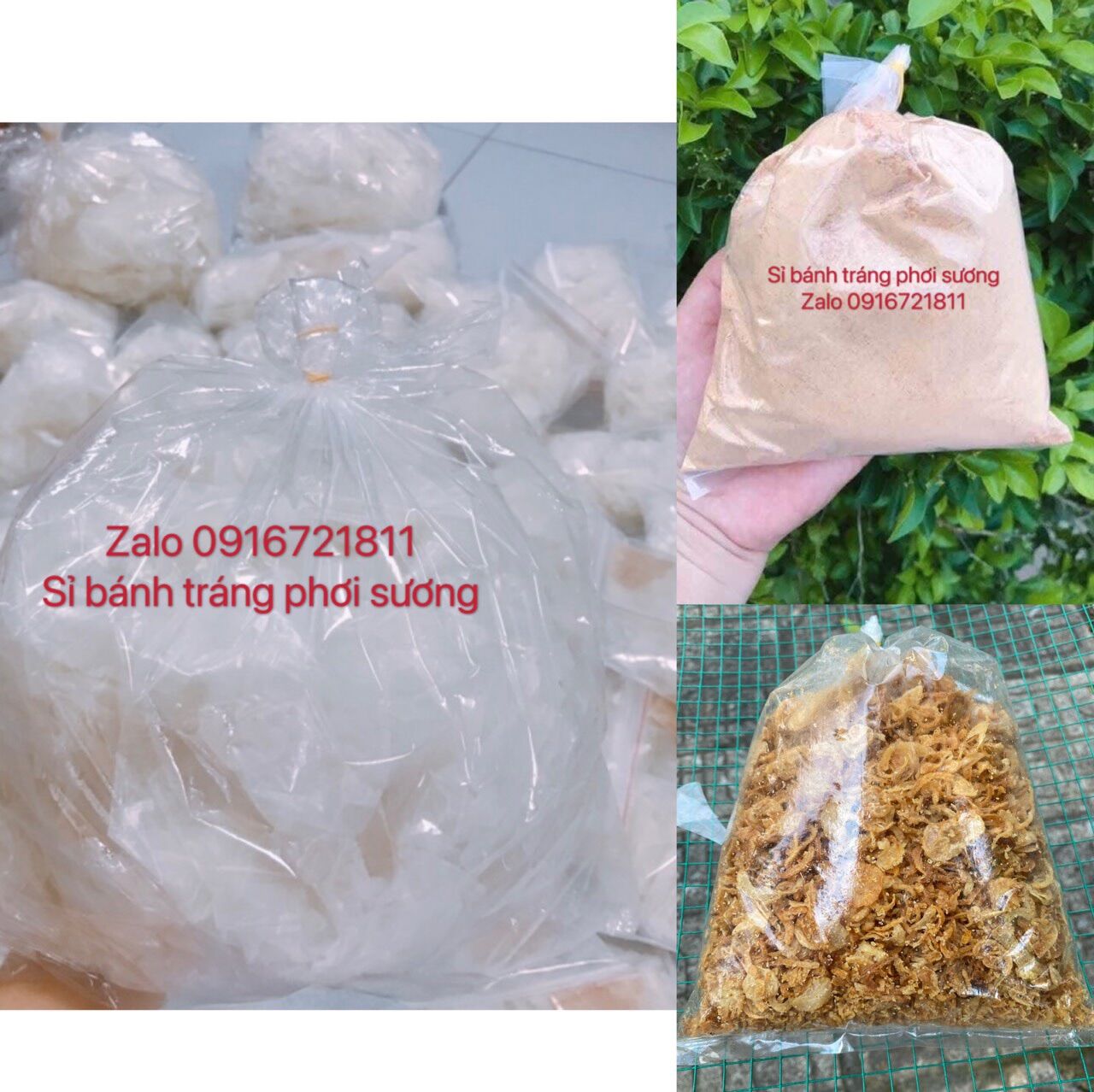 Combo 0.5kg bánh tráng rìa phơi sương dẻo 100g muối 100g hành phi