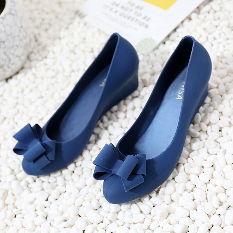 Giày Đi Mưa Đế Dày Mùa Hè 2025 Giày Đi Biển Đế Cao Su Chống Thấm Nước Giày Đế Cao Gót Thắt Nút Bướm